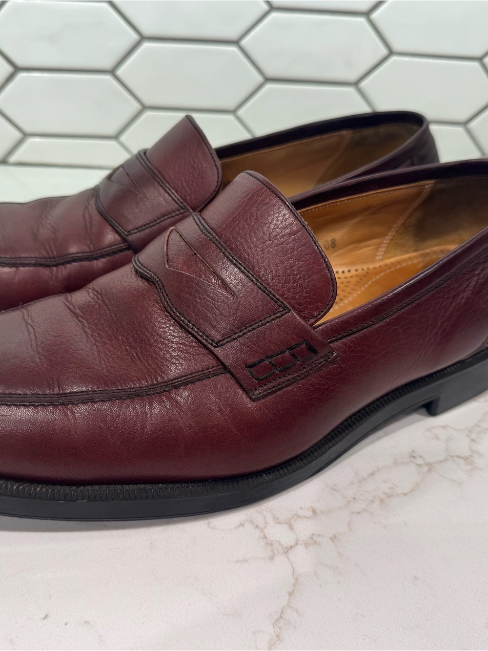 Florsheim Comfortech Men's Size 12 D Leather Penny Loafers Burgundy Slip On